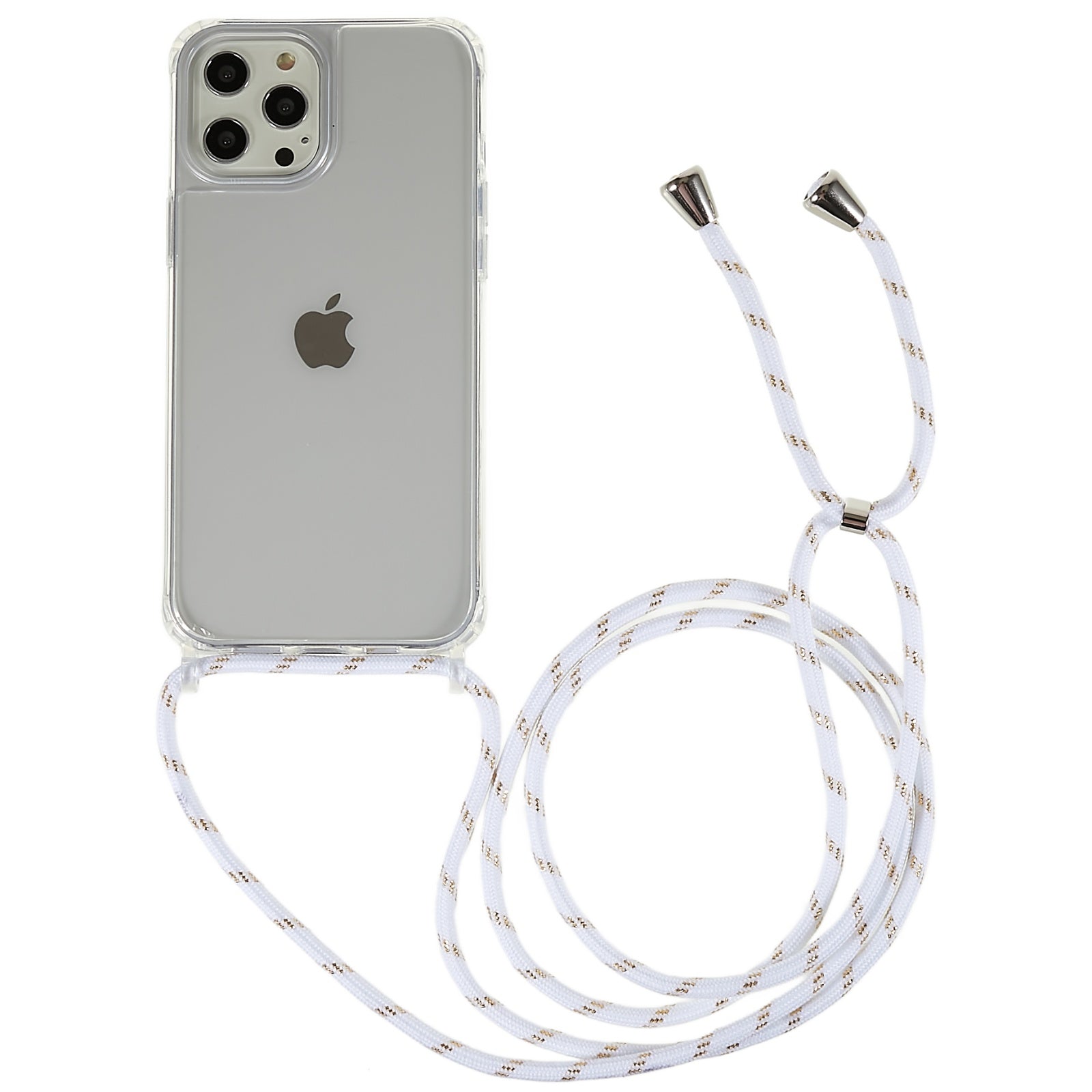 For iPhone 12 Pro Max 6.7 inch Clear Phone Case with Adjustable Lanyard Anti-collision TPU+Acrylic Back Cover - Rose Gold For iPhone 12 Pro Max 6.7 inch Clear Phone Case with Adjustable Lanyard Anti-collision TPU+Acrylic Back Cover - Rose Gold